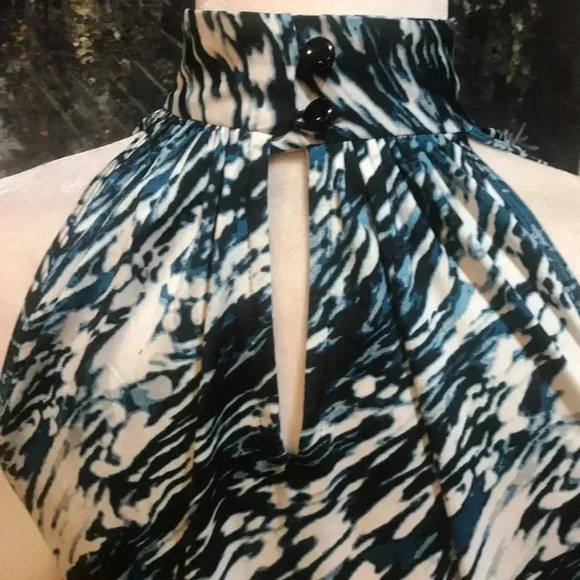 Essential by Milano Blue/Black/White High Neck Halter Top w/Elastic Waist-Size S - Picture 7 of 7